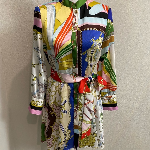 Women’s Size Small Zara Multicolor Chain Pattern Mini Dress - Picture 2 of 8